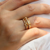 Wholesale Women's Ins Style Double Color Ring Set Brass Copper Electroplated Ring Buckle