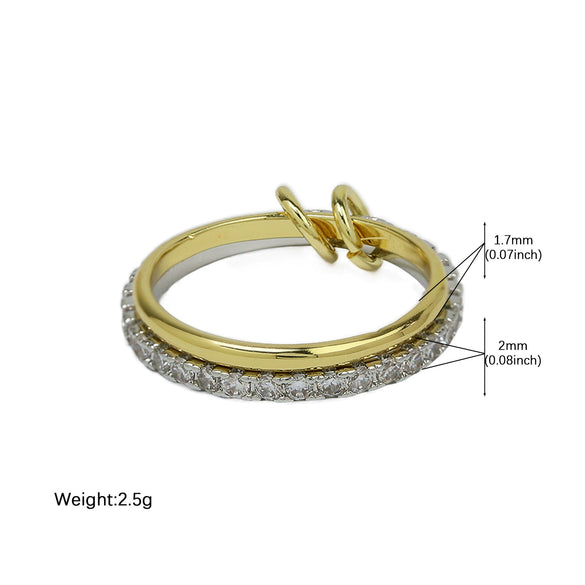 Wholesale Women's Ins Style Double Color Ring Set Brass Copper Electroplated Ring Buckle