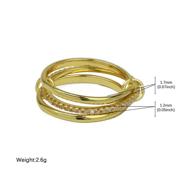 Wholesale Women's Ins Style Double Color Ring Set Brass Copper Electroplated Ring Buckle