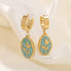 Wholesale Women's Ins Style Dripping Oil Floral Stainless Steel Earrings
