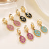 Wholesale Women's Ins Style Dripping Oil Floral Stainless Steel Earrings