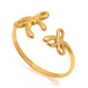 Wholesale Women's Ins Style Electroplated 18K Gold Stainless Steel Bow Tie Ring Accessories