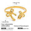 Wholesale Women's Ins Style Electroplated 18K Gold Stainless Steel Bow Tie Ring Accessories