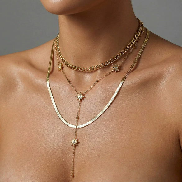 Wholesale Women's Ins Style Electroplated Stainless Steel Cross Yshaped Chain Pendant Necklace