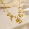 Wholesale Women's Ins Style Electroplated Stainless Steel Heart Shape Pendant Necklace With Flat Cross Chain