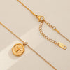 Wholesale Women's Ins Style Electroplated Stainless Steel Letter Round Pendant Necklace With Snake Bone Chain