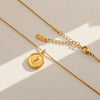 Wholesale Women's Ins Style Electroplated Stainless Steel Letter Round Pendant Necklace With Snake Bone Chain