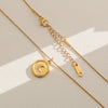 Wholesale Women's Ins Style Electroplated Stainless Steel Letter Round Pendant Necklace With Snake Bone Chain