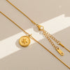 Wholesale Women's Ins Style Electroplated Stainless Steel Letter Round Pendant Necklace With Snake Bone Chain