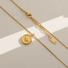 Wholesale Women's Ins Style Electroplated Stainless Steel Letter Round Pendant Necklace With Snake Bone Chain