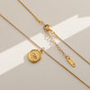 Wholesale Women's Ins Style Electroplated Stainless Steel Letter Round Pendant Necklace With Snake Bone Chain