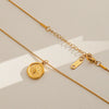 Wholesale Women's Ins Style Electroplated Stainless Steel Letter Round Pendant Necklace With Snake Bone Chain