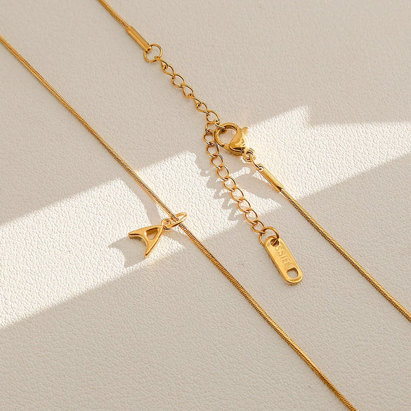 Wholesale Women's Ins Style Electroplated Stainless Steel Letter Round Pendant Necklace With Snake Bone Chain