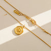 Wholesale Women's Ins Style Electroplated Stainless Steel Letter Round Pendant Necklace With Snake Bone Chain