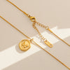 Wholesale Women's Ins Style Electroplated Stainless Steel Letter Round Pendant Necklace With Snake Bone Chain