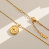 Wholesale Women's Ins Style Electroplated Stainless Steel Letter Round Pendant Necklace With Snake Bone Chain
