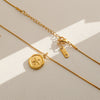 Wholesale Women's Ins Style Electroplated Stainless Steel Letter Round Pendant Necklace With Snake Bone Chain