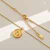 Wholesale Women's Ins Style Electroplated Stainless Steel Letter Round Pendant Necklace With Snake Bone Chain