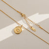 Wholesale Women's Ins Style Electroplated Stainless Steel Letter Round Pendant Necklace With Snake Bone Chain