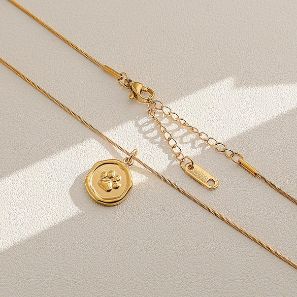 Wholesale Women's Ins Style Electroplated Stainless Steel Letter Round Pendant Necklace With Snake Bone Chain