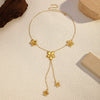 Wholesale Women's Ins Style Floral Stainless Steel Necklace With 18K Gold Electroplating
