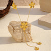 Wholesale Women's Ins Style Floral Stainless Steel Necklace With 18K Gold Electroplating
