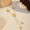 Wholesale Women's Ins Style Floral Stainless Steel Necklace With 18K Gold Electroplating