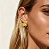 Wholesale Women's Ins Style Flower Shape Titanium Steel And Stainless Steel Earrings With Vacuum Real Gold Plating In Pvd Furnace