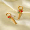 Wholesale Women's Ins Style Geometric And Animal Zodiac Stainless Steel Electroplated Earrings With Koi Pendant