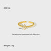 Wholesale Women's Ins Style Geometric And Floral Pattern Stainless Steel Zircon Inlaid 18K Gold Plated Open Ring Luxury Jewelry