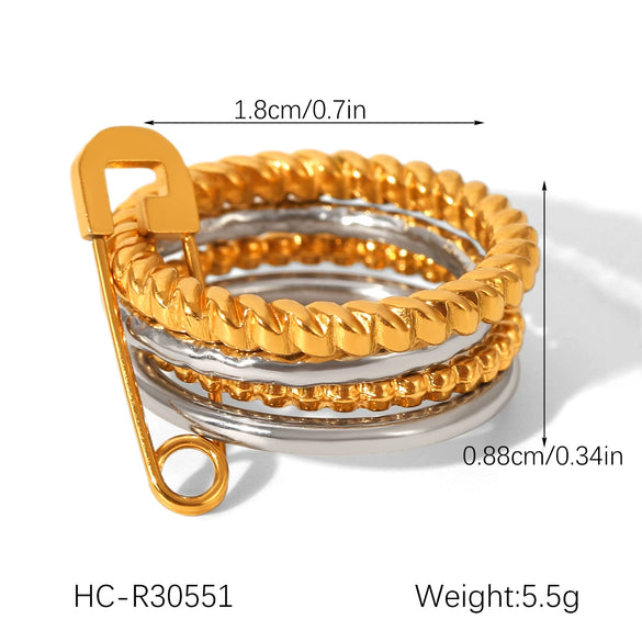 Wholesale Women's Ins Style Geometric Diamondencrusted Stainless Steel Stacking Rings