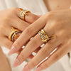 Wholesale Women's Ins Style Geometric Diamondencrusted Stainless Steel Stacking Rings