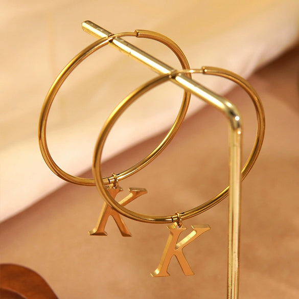 Wholesale Women's Ins Style Geometric English Letter Stainless Steel Water Plated Earrings