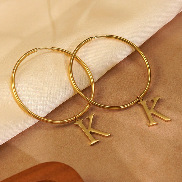 Wholesale Women's Ins Style Geometric English Letter Stainless Steel Water Plated Earrings