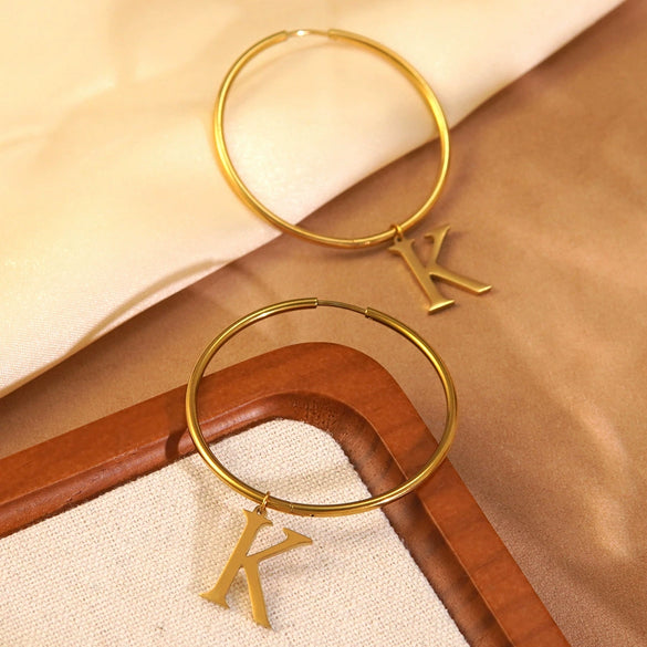 Wholesale Women's Ins Style Geometric English Letter Stainless Steel Water Plated Earrings