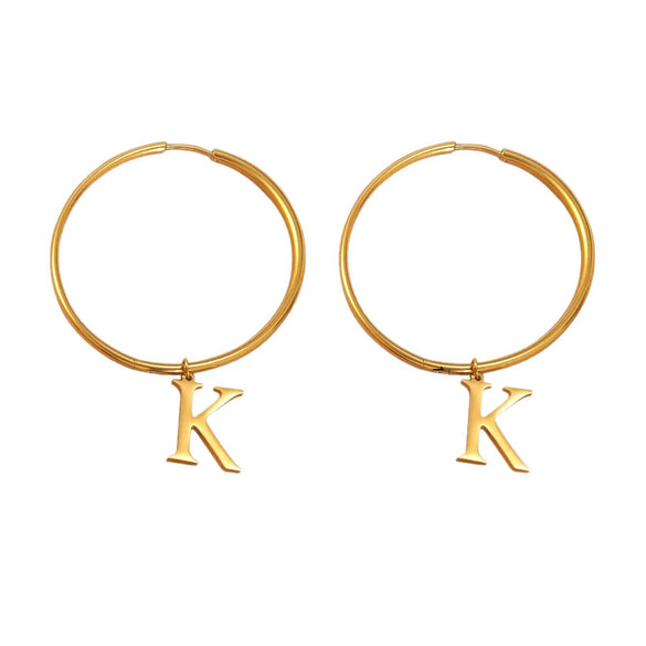 Wholesale Women's Ins Style Geometric English Letter Stainless Steel Water Plated Earrings