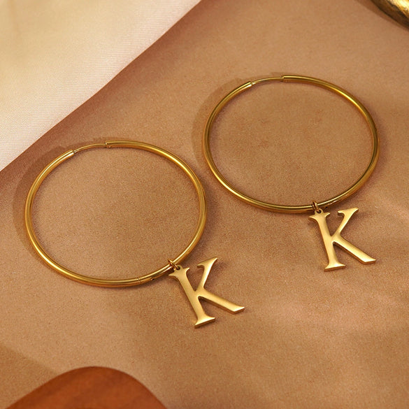 Wholesale Women's Ins Style Geometric English Letter Stainless Steel Water Plated Earrings