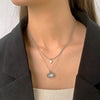 Wholesale Women's Ins Style Geometric Five Pointed Star Stainless Steel Electroplated Double Layer Pearl Shell Clavicle Necklace