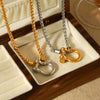 Wholesale Women's Ins Style Geometric Gold Plated Stainless Steel Carabiner Pendant Thick Chain Necklace