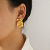 Wholesale Women's Ins Style Geometric Hammer Pattern Design Electroplated Asymmetrical Texture Stainless Steel Earrings