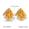 Wholesale Women's Ins Style Geometric Hammer Pattern Design Electroplated Asymmetrical Texture Stainless Steel Earrings