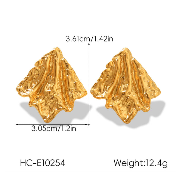 Wholesale Women's Ins Style Geometric Hammer Pattern Design Electroplated Asymmetrical Texture Stainless Steel Earrings