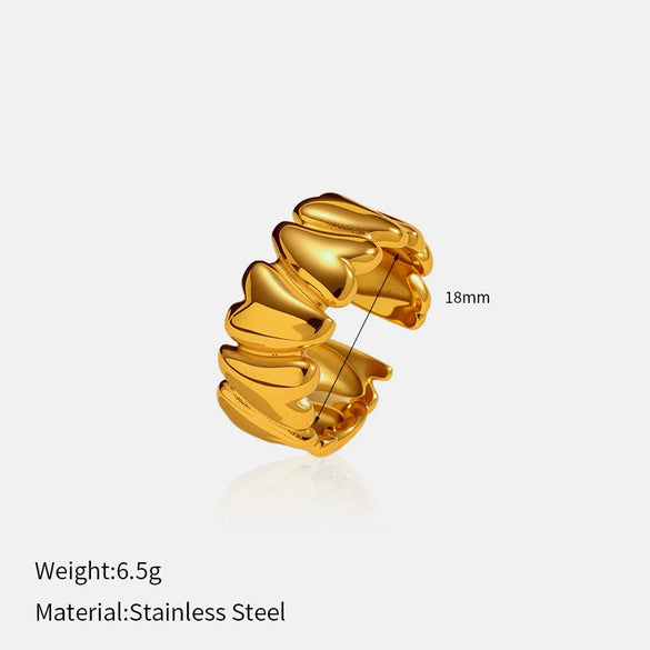 Wholesale Women's Ins Style Geometric Heart Cut Out Stainless Steel 18K Gold Plated Ring