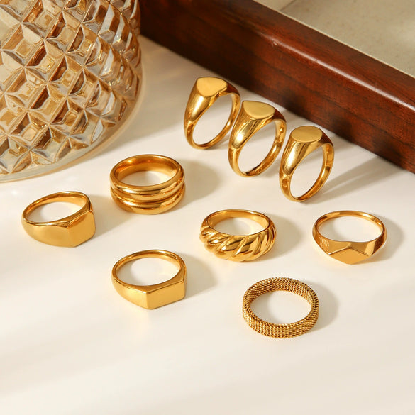 Wholesale Women's Ins Style Geometric Heart Shape And Rhombus Stainless Steel Electroplated Ring Jewelry