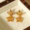 Wholesale Women's Ins Style Geometric Heart Shape Bow Tie Electroplated Stainless Steel Earrings