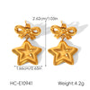 Wholesale Women's Ins Style Geometric Heart Shape Bow Tie Electroplated Stainless Steel Earrings