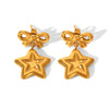 Wholesale Women's Ins Style Geometric Heart Shape Bow Tie Electroplated Stainless Steel Earrings