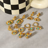Wholesale Women's Ins Style Geometric Heart Shaped Stainless Steel Electroplated Earrings