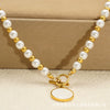 Wholesale Women's Ins Style Geometric Pearl Necklace With Real Gold Plating And Handmade Beaded Chain Stainless Steel Accessories