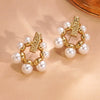Wholesale Women's Ins Style Geometric Pearl Stainless Steel Goldplated Earrings